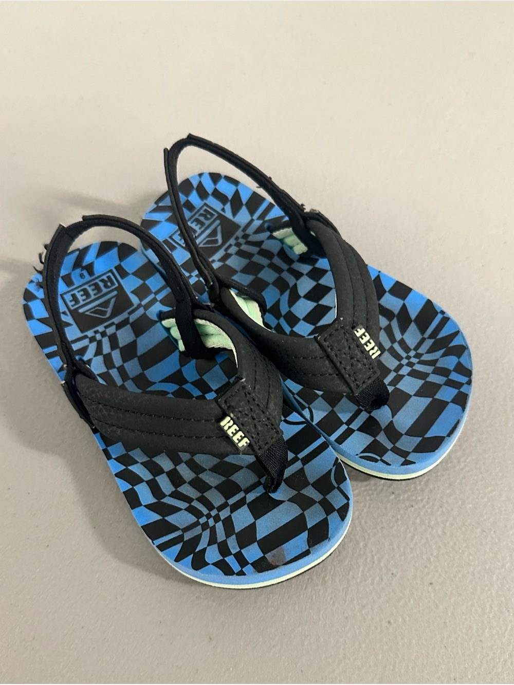 Reef Kids Blue & Black Checkered Flip Sandals